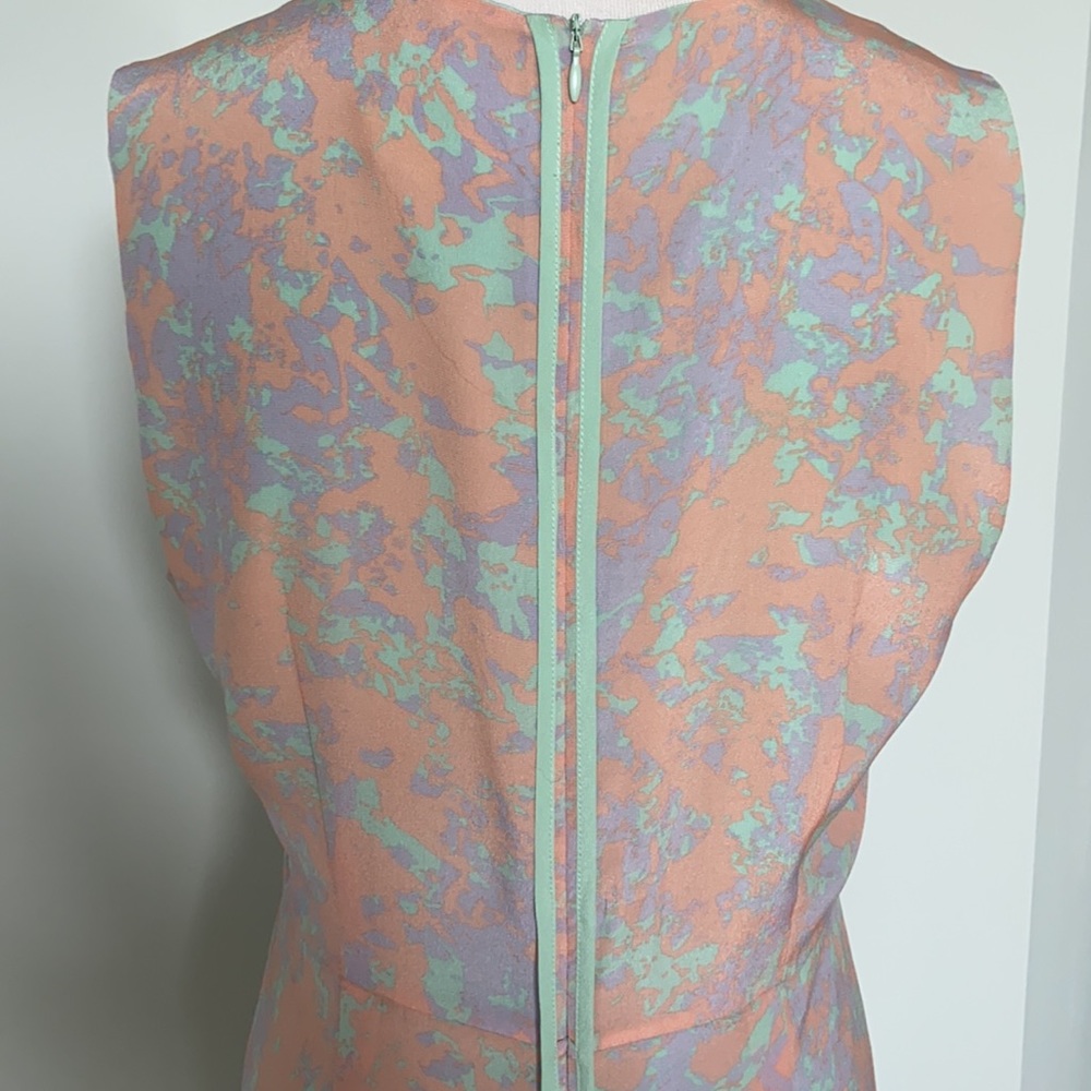 Line and Dot Pastel Monet Silk Dress. - Picture 11 of 13